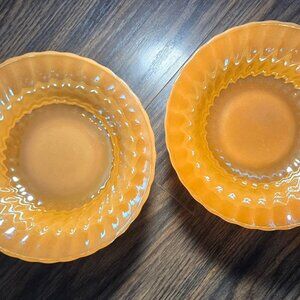 Vintage ANCHOR HOCKING/FIRE KING Peach Luster Swirl Bowls (SET OF TWO)